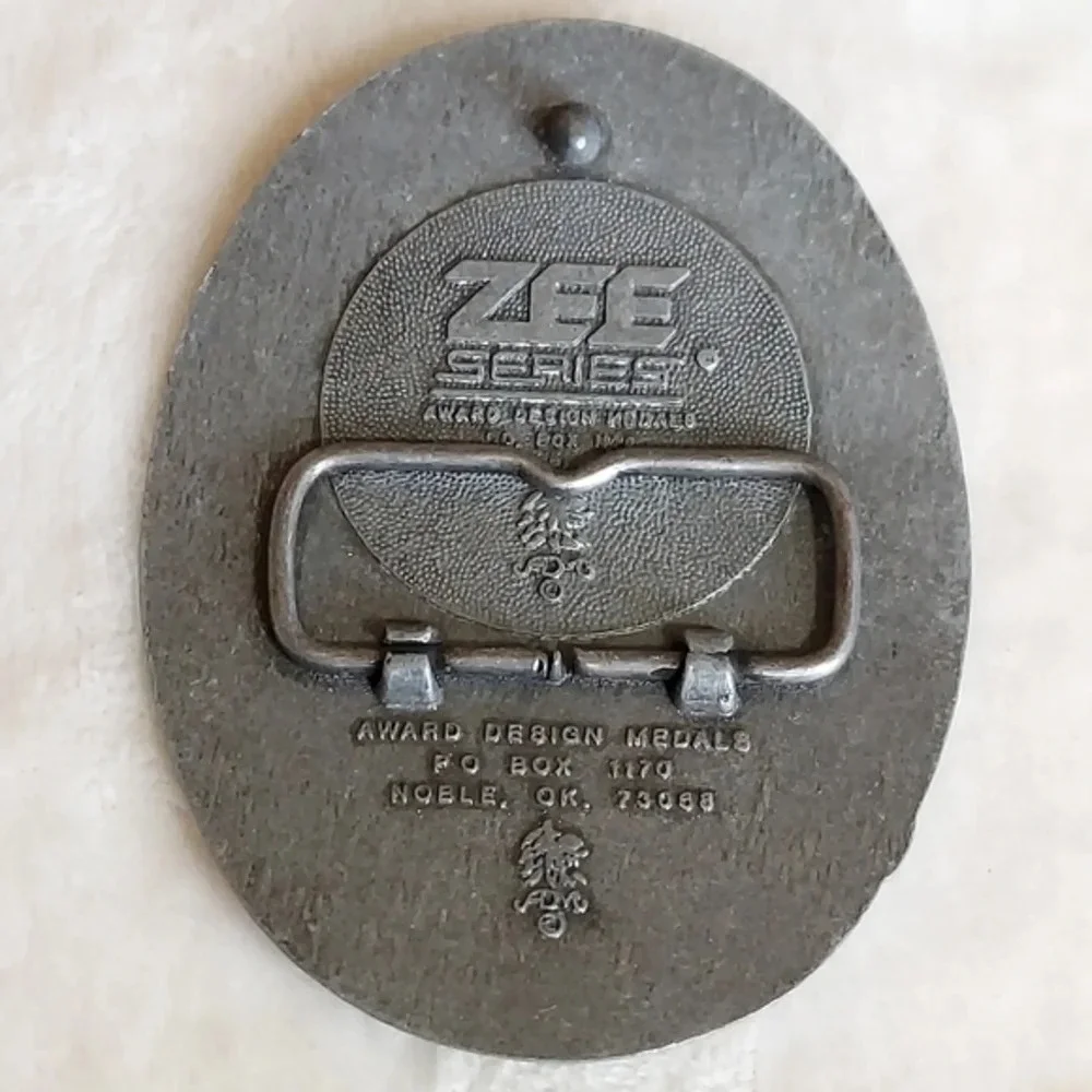 Vintage Silver Pewter‎ Western Cattle Drive Belt Buckle Zee Series